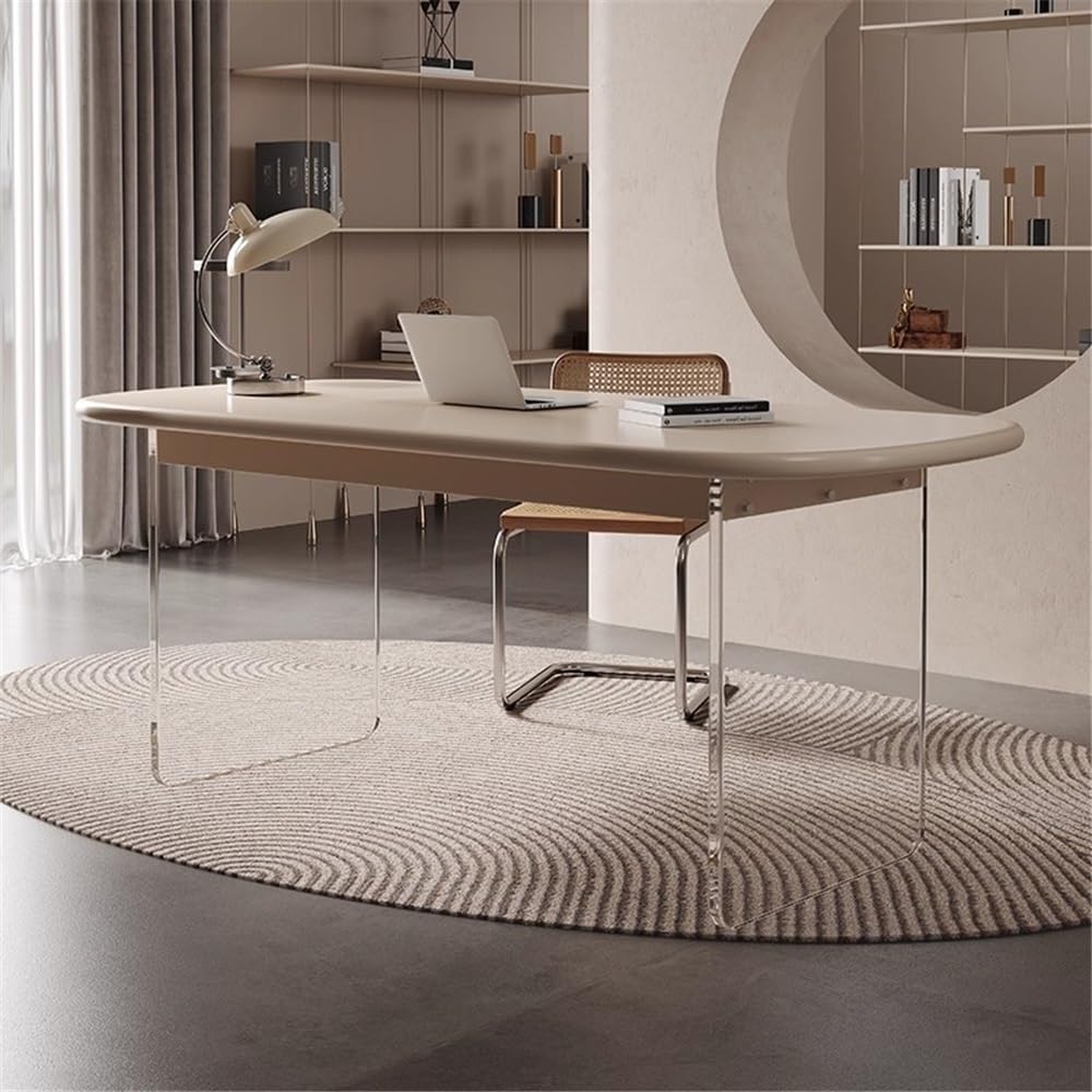 Acrittura Workstation bianca con gambe in acrilico trasparente