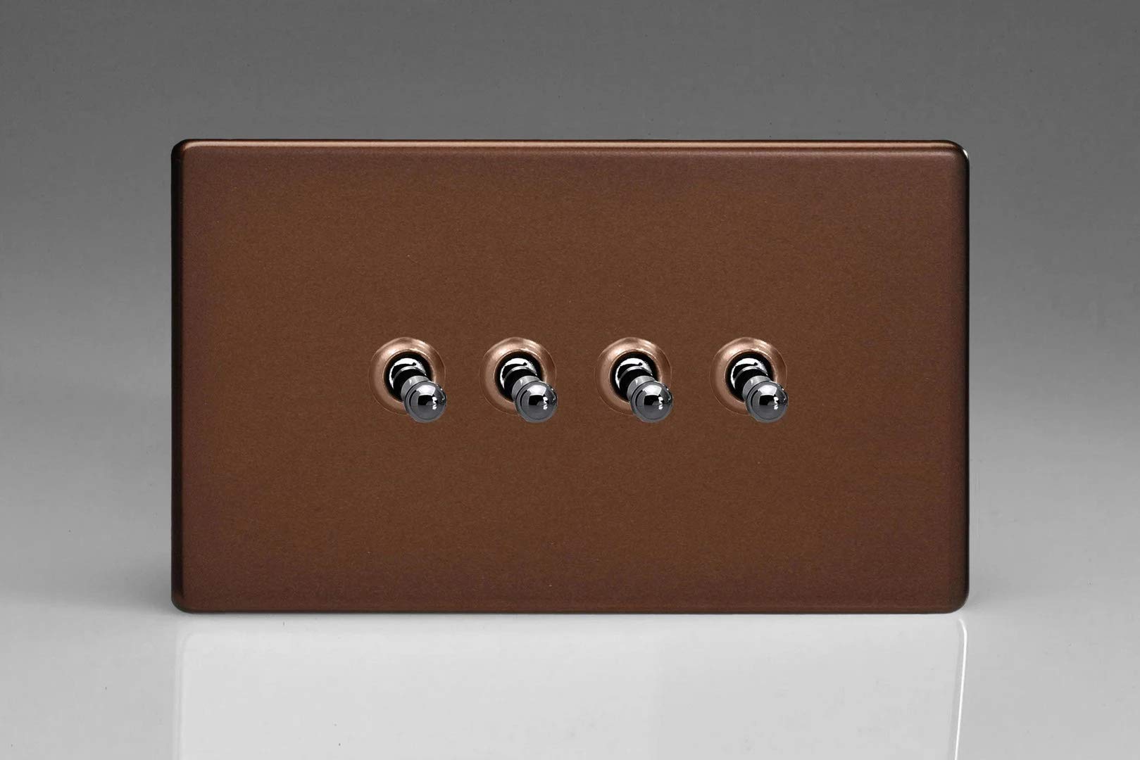 Varilight XDMT9S Screwless Mocha 4 Gang 10A 1 or 2 Way Toggle Light Switch