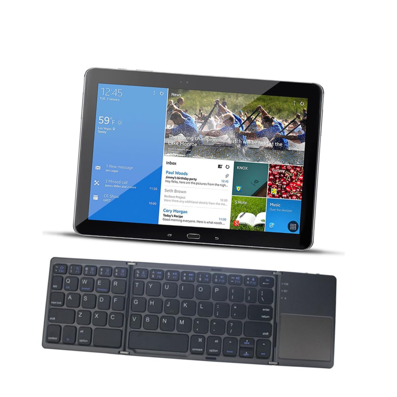 jojofuny Tastiera Pieghevole Wireless per Tablet e Notebook, Nero Abs | Design a 3 Pieghe, Assorbimento Magnetico, Formato Portatile Sottile, Stile Fashion