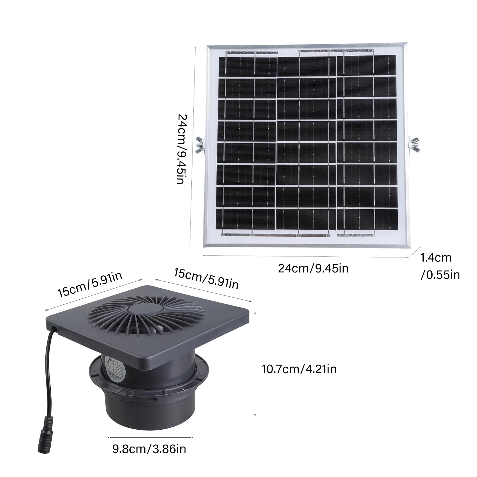 8W Solarpanel Powered 4 Inch Exhaust Fan for Outdoor Ventilation in Greenhouses Coops Sheds Quiet Bathroom Fan