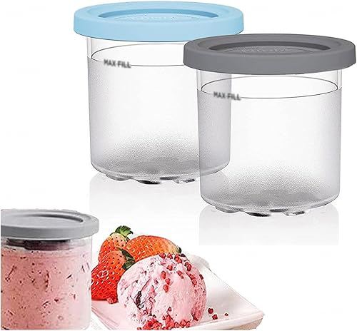VRINO 246 pintas y tapas de crema, para pintas de crema ninja, recipientes de helado de 16 onzas para congelador herméticos, reutilizables,