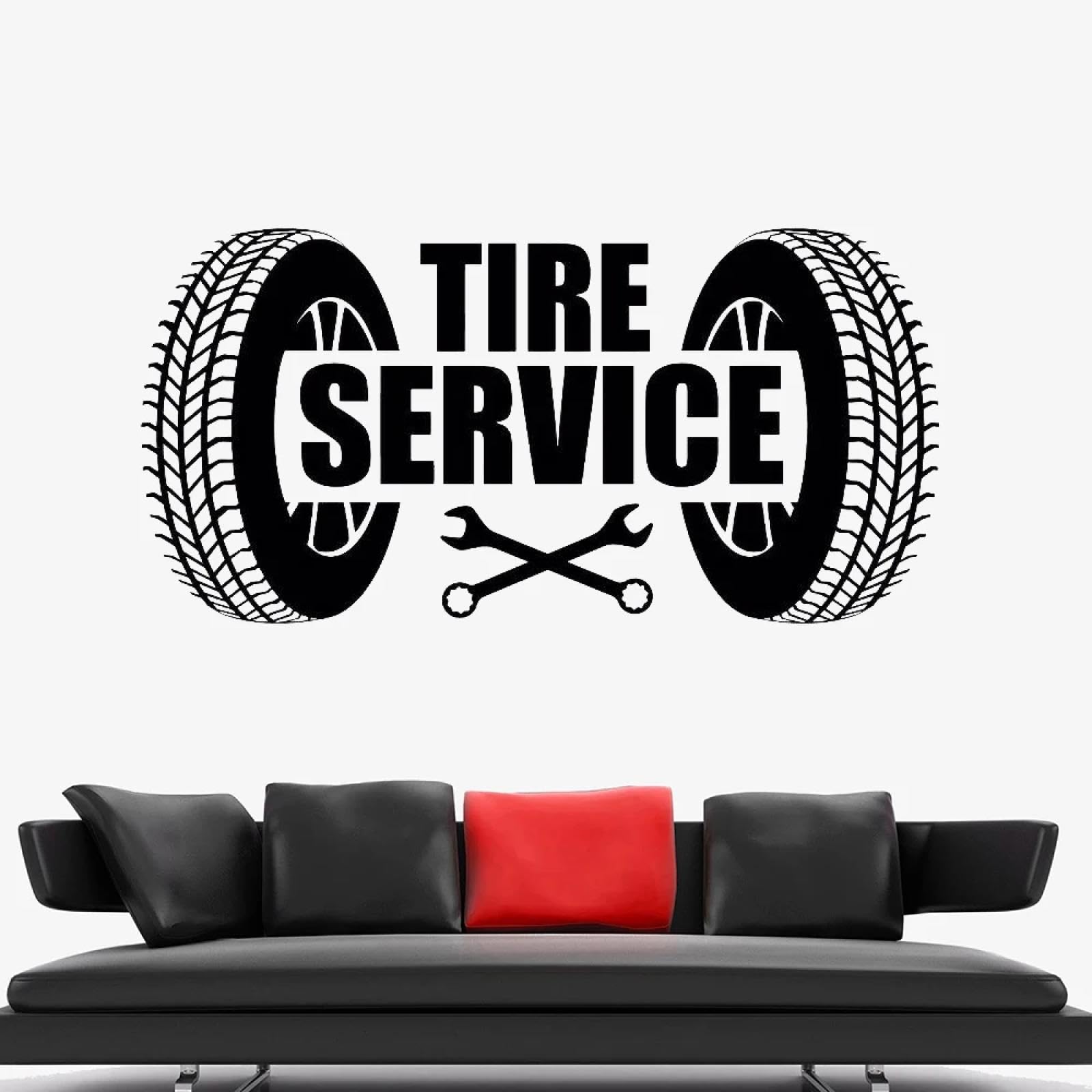 WEIMEIJIE Car tire Service Sign wall Sticker Repair Garage Decorative Wrench Piston car Vinyl boy Sticker
