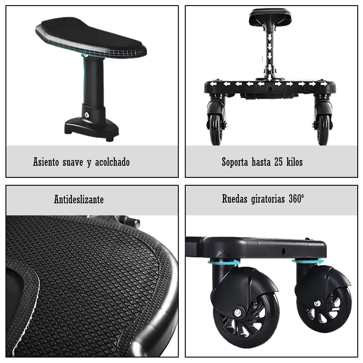 Patin carrito bebe universal Patinete con asiento para carro de bebé universal Tabla para carrito de bebe con asiento