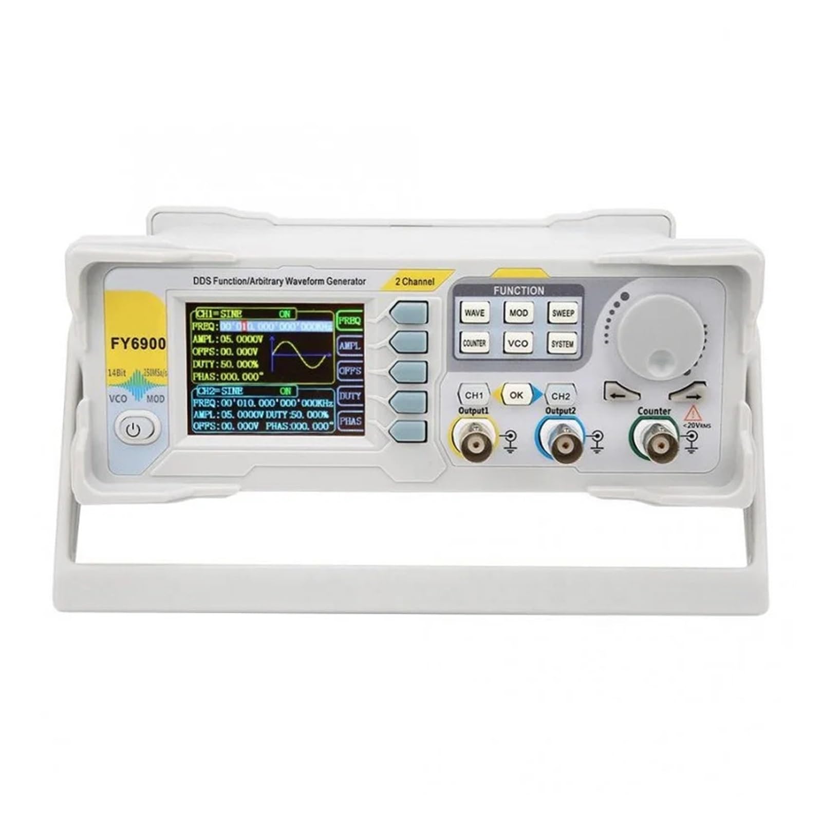 FY6900 20MHz Función De Generador De Señal Digital Medidor De Forma De Onda Arbitraria Pantalla TFT Fuente De Conteo De Frecuencia De Doble Canal AM FM