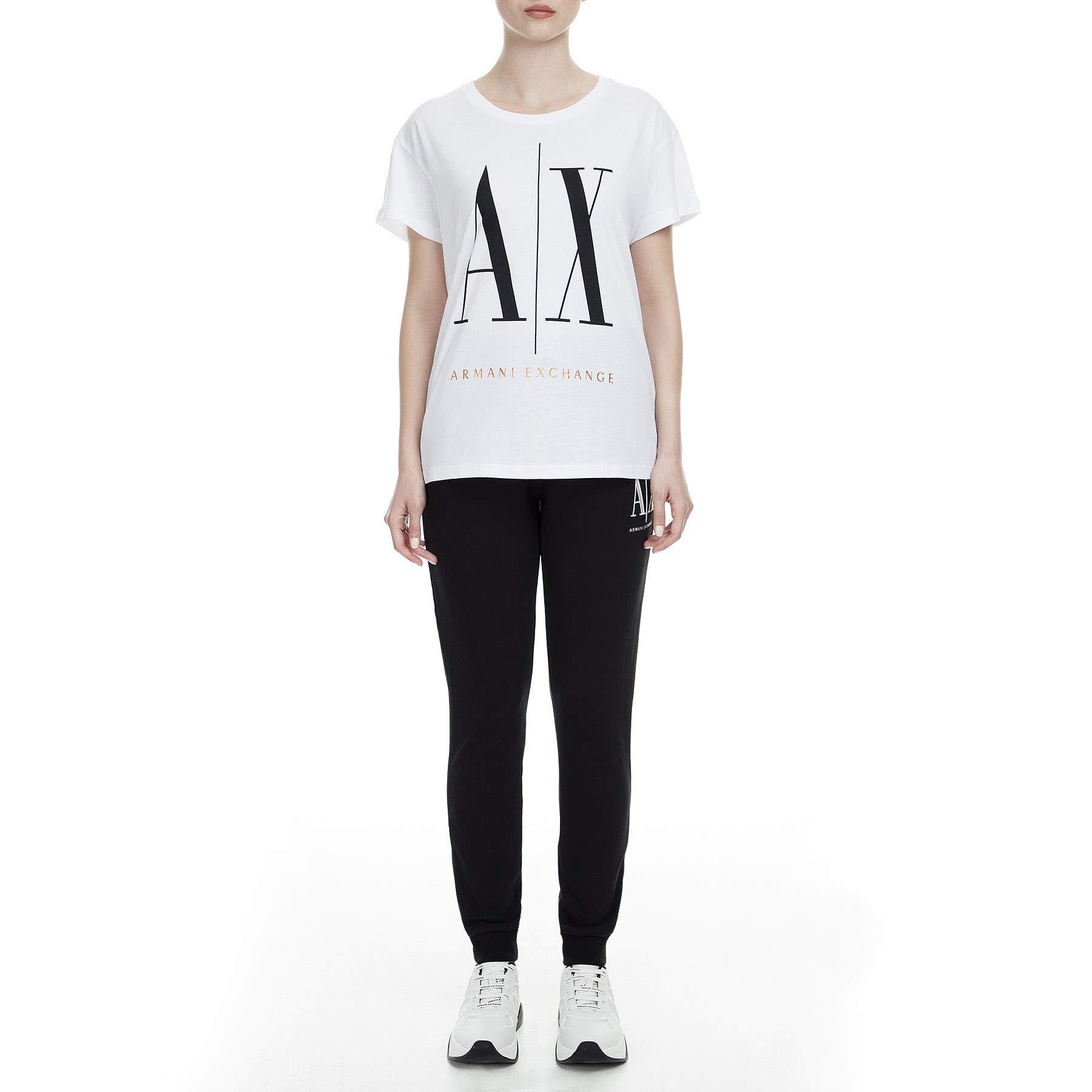 Armani Exchange Women's Logo Jogging Bottoms Black Size 10 (S)