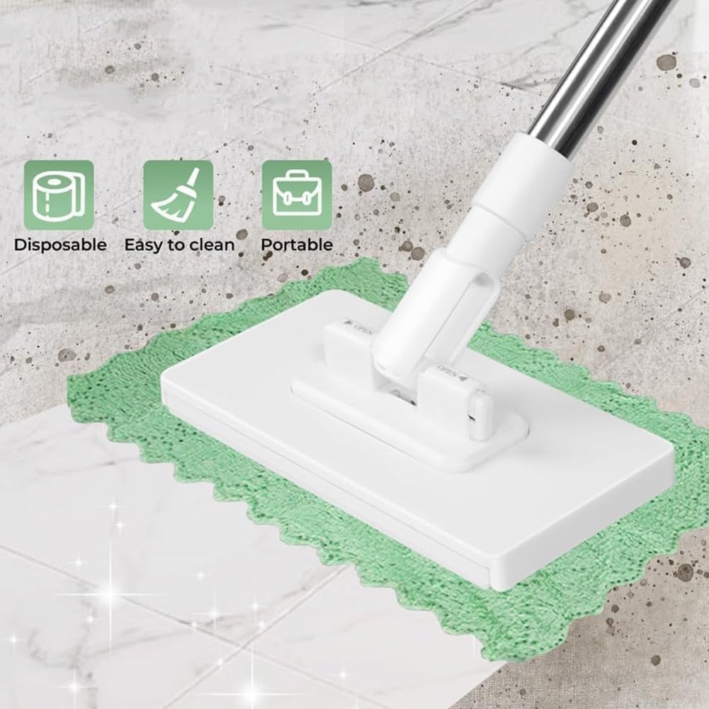 Lazy Mop - Mini fregona giratoria de 360° con toallitas húmedas desechables para piso, diseño de agarre a presión, ideal para baño, cocina y limpieza de suelos (paquete de 1)