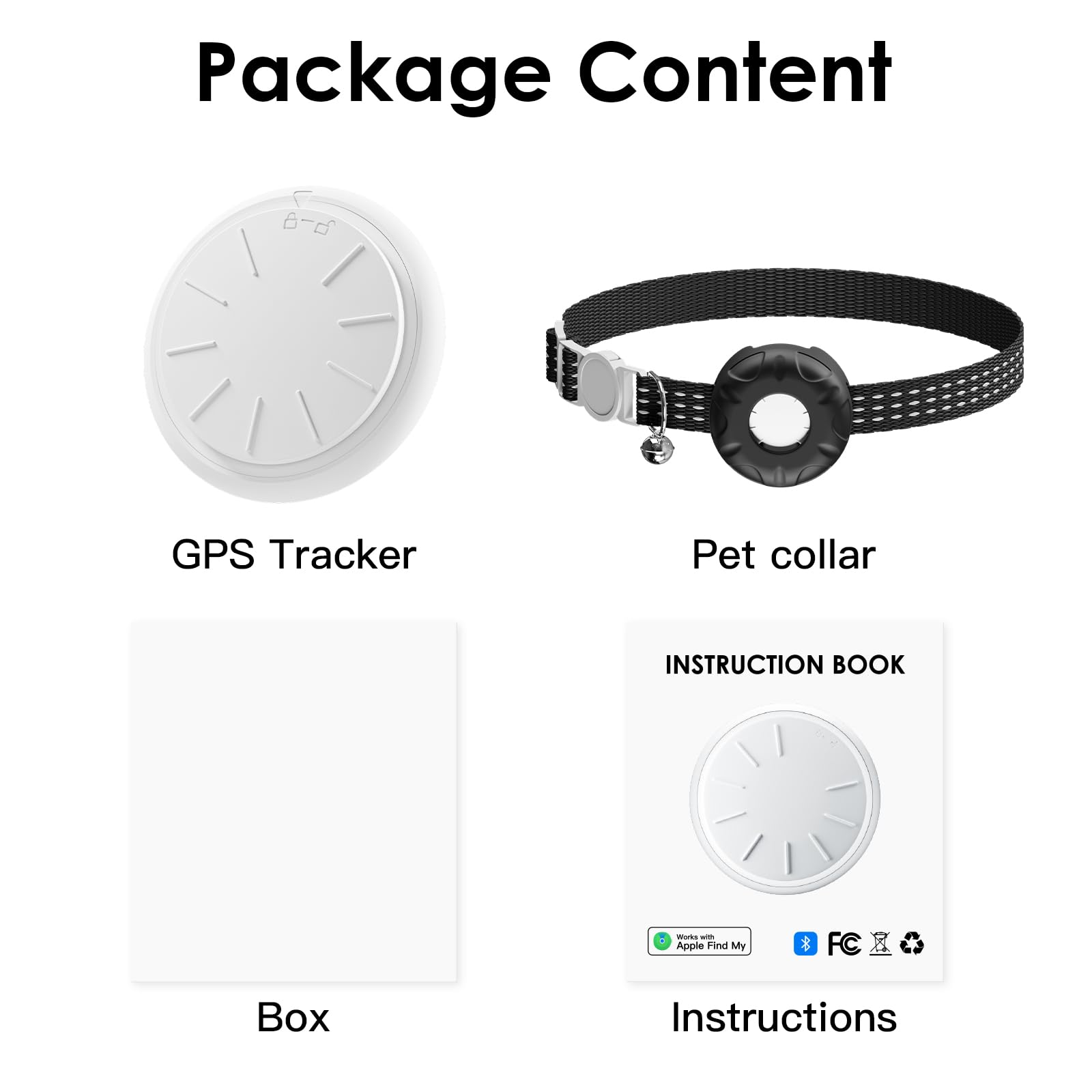 Localizzatore GPS per gatti, compatibile con Apple Find My App (solo iOS), senza canone mensile, collare staccabile incluso