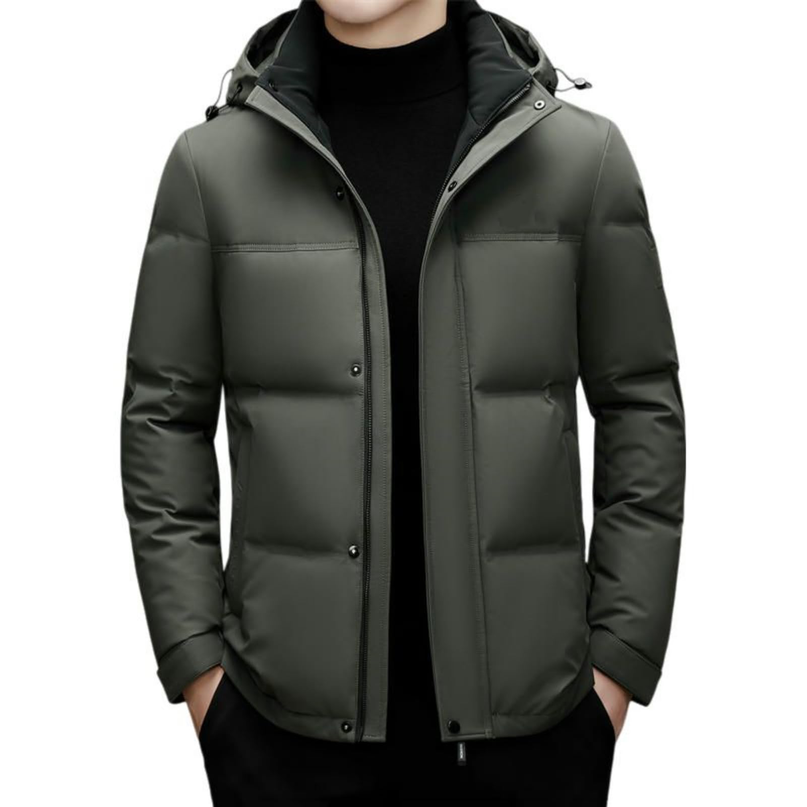 Abrigo de plumón para hombre con capucha de invierno grueso resistente al frío 7