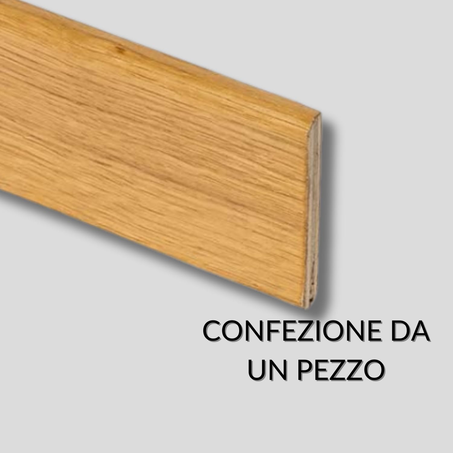 TWE Tucci Wood Essence Battiscopa Legno Verniciato Naturale Rovere Moderno per Interni Made in Italy Resistente a Lavaggi al 100% Confezione x1 (10x70x2400) mm