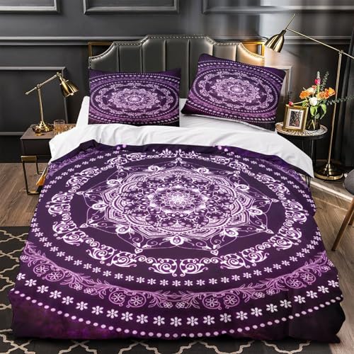 Parure de lit mandala 200x200cm avec housse de couette en microfibre