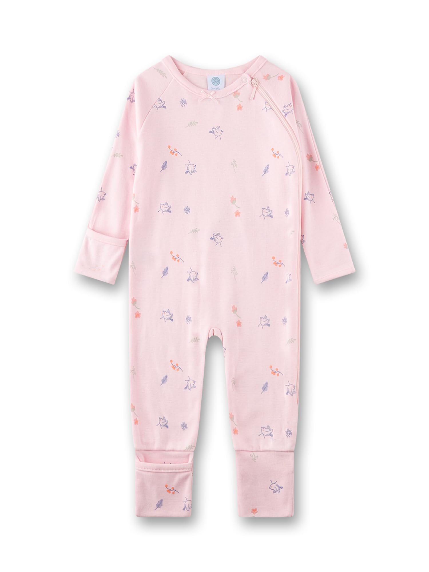 Sanetta Baby-Strampler rosa Birds | Praktischer und bequemer Strampler aus Bio-Baumwolle für Mädchen.