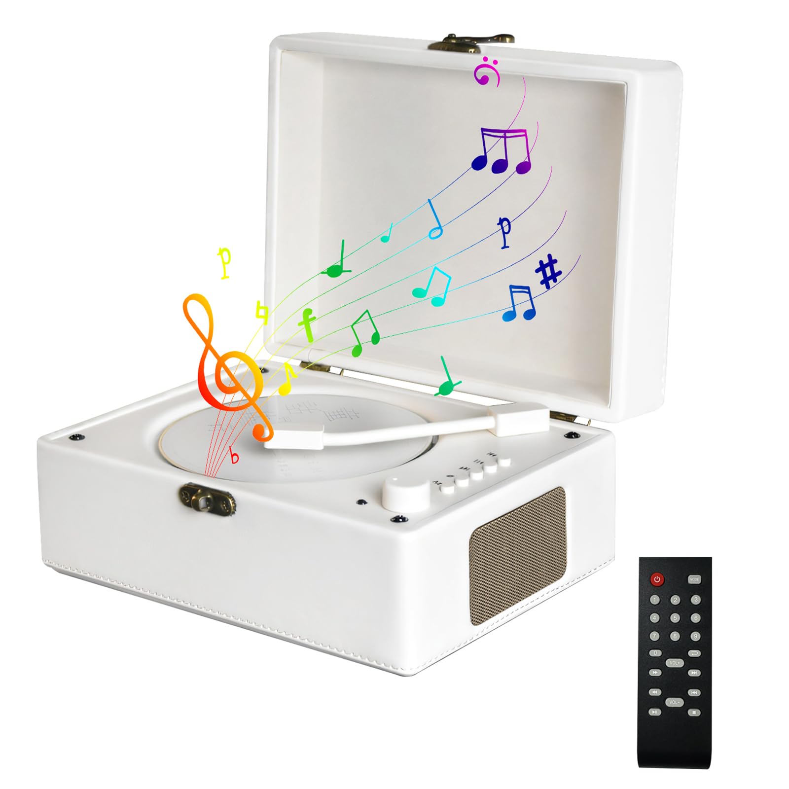 VASTTRON CD Player Portable with Bluetooth, Rechargeable CD Players Retro Suitcase CD Music Player with HiFi Speakers Desktop CD Player for Home Car Study Travel