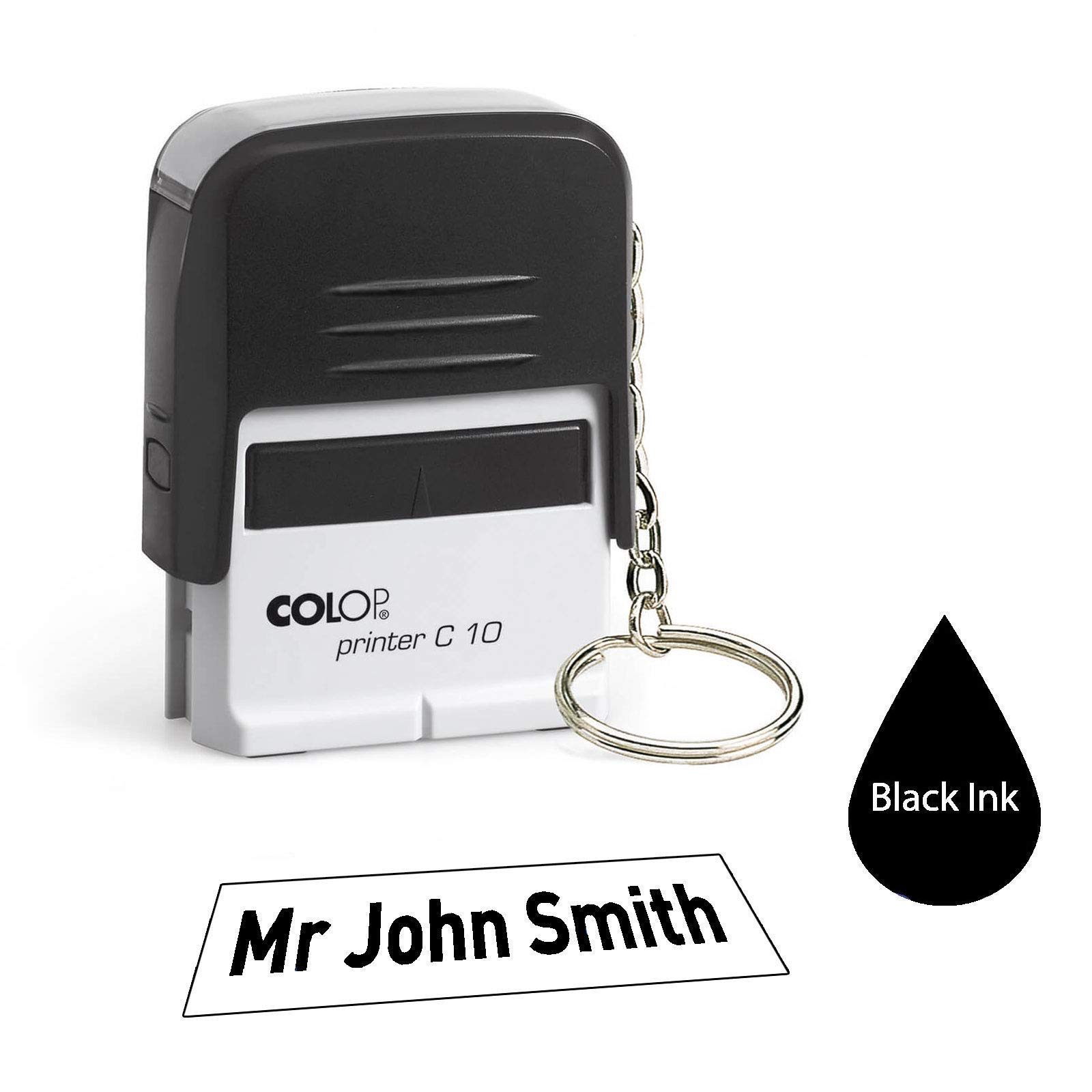 Colop C10 Keyring 26 x 9mm Personalised Custom Made Self-Inking Business Address Rubber Stamp