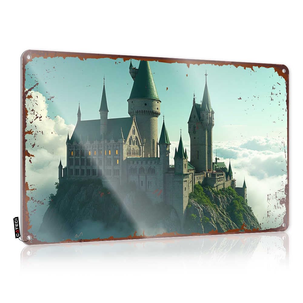 Fzfn Colour Fantasy Castle Amidst Clouds: A Mystical Landscape Bedroom Door Decorations Shabby Chic - Plaque Soft Area Vintage Wall Art(30X40cm)
