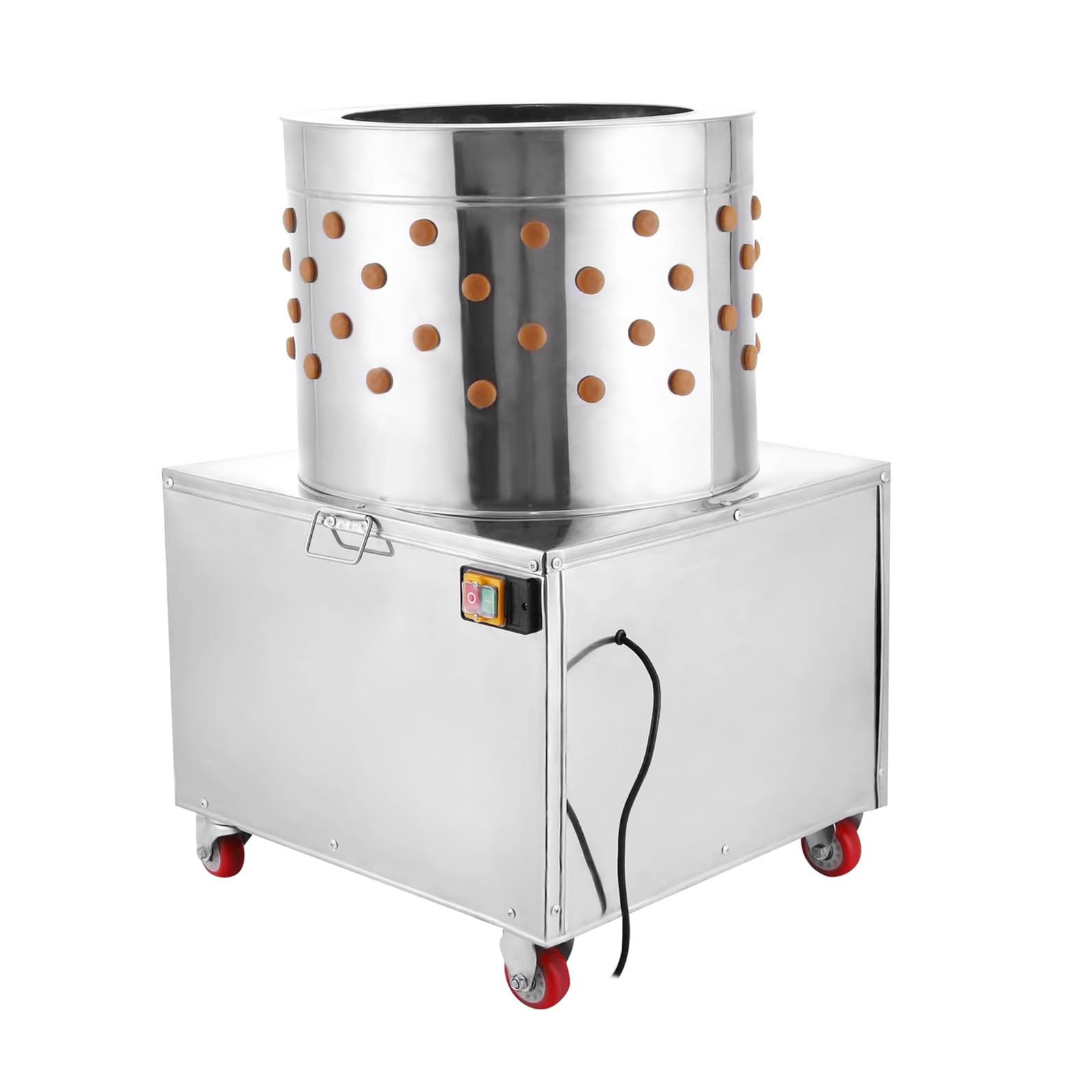 Rupfmaschine für Geflügel aus Edelstahl, 1500 W Leistung, Ø50cm Trommel, Rupfmaschine Enten, Nassrupfmaschine, Kaltwasseranschluss, Auswurfrutsche, für 2-4 Hühner