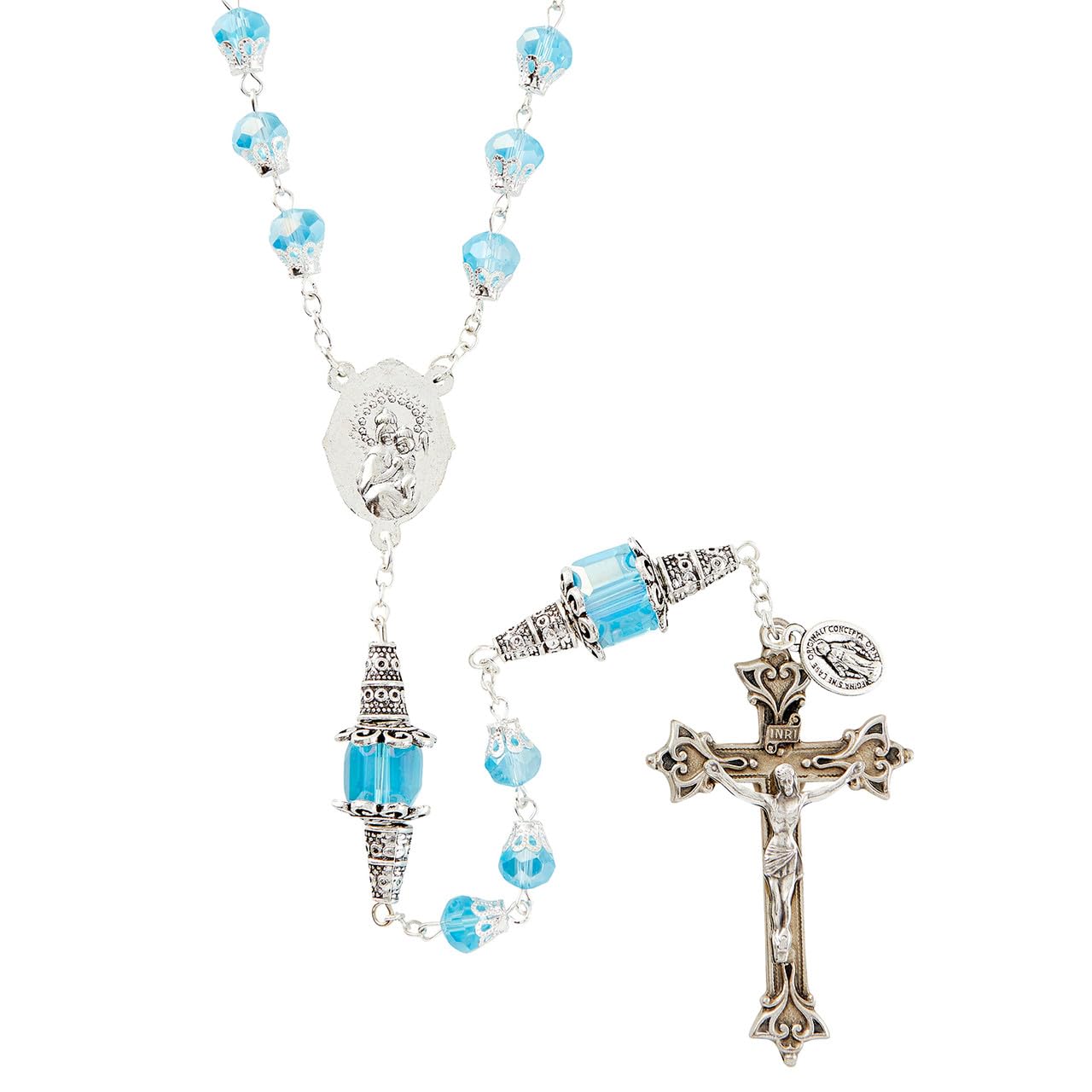 Christian Brands Aqua Duomo Di Milano Rosary, Antique Silver Plate