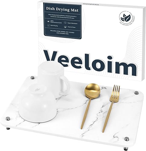 Miniatura 1 de Tapete de secado de piedra para encimera de cocina, tapete de secado de platos de piedra súper absorbente, tapete de secado rápido de tierra de