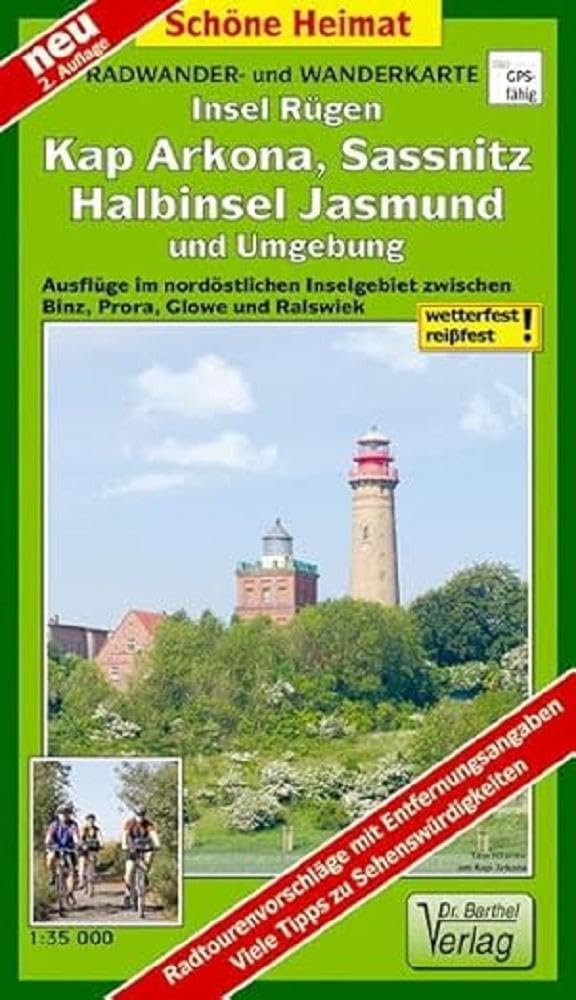 Rügen, Kap Arkona, Sassnitz, Halbinsel Jasmund und Umgebung Radwander- und Wanderkarte 1 : 35 000: Ausflüge im nordöstlichen Inselgebiet zwischen Binz, Prora, Glowe und Ralswiek