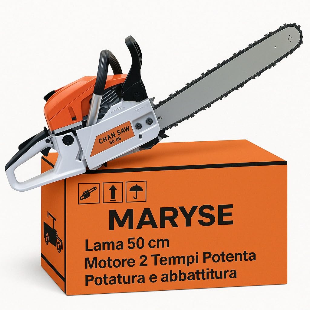 Motosega a Scoppio Lama 50 cm,Motore 2 tempi 52 cc, Potente, Affidabile, Taglio Preciso, Ideale per Taglio Legna, Potatura e Abbattimento