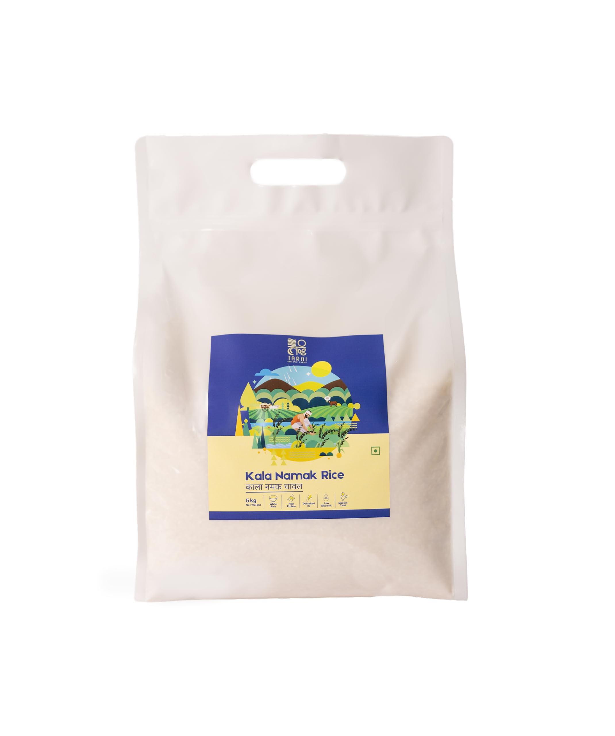 Tarai Organic Farms Kala Namak Rice | Diabetic Friendly Rice | Diet Friendly | Semi polished Rice | Low GI Rice | Certified Low Sugar Rice | Aromatic Rice | Traditionally Cultivated | Chemical Free (5 Kg)