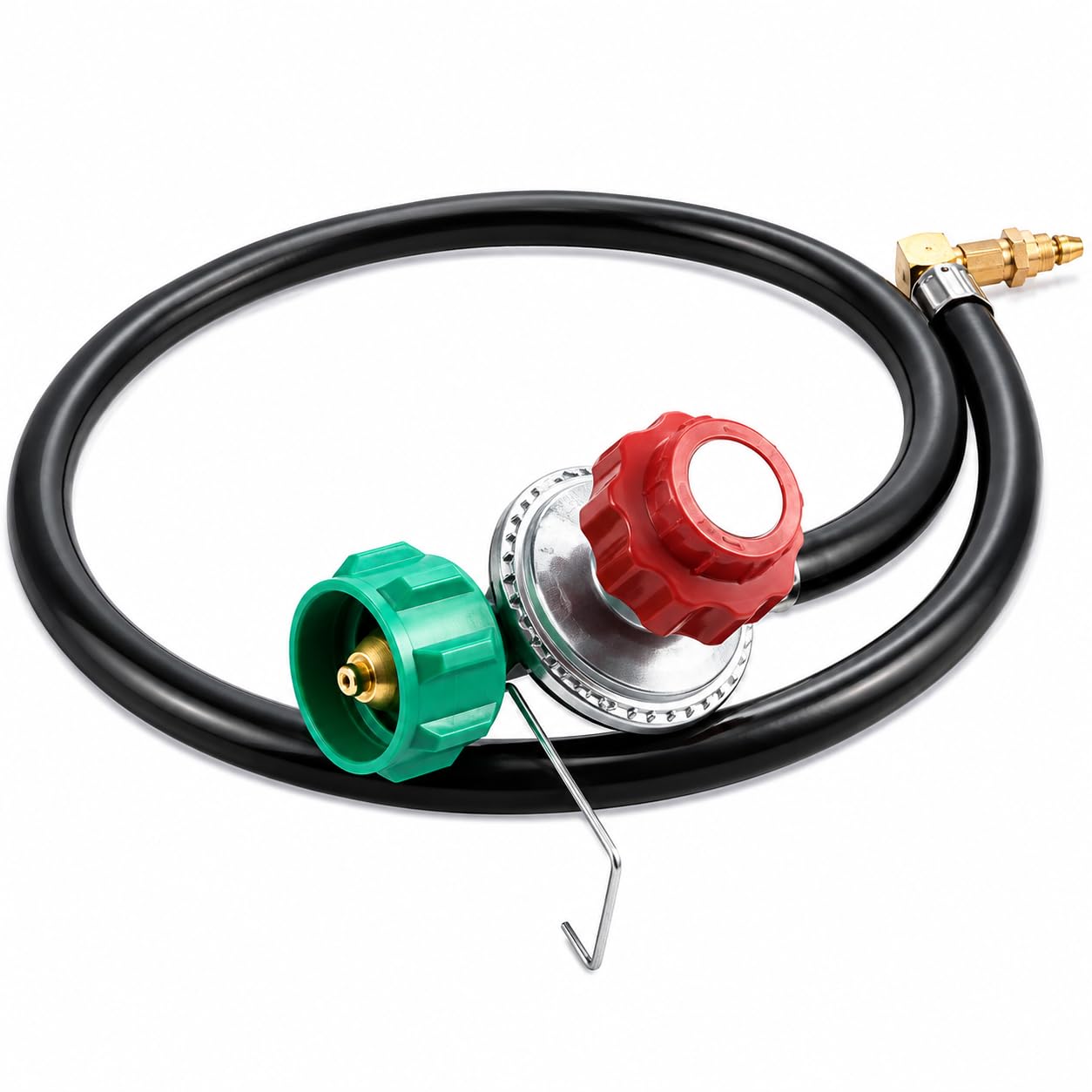 36 Inch PVC Gas Connector Hose with 20 PSI Adjustable Regulator by Glownary – Black, Model 554bp20r18ra