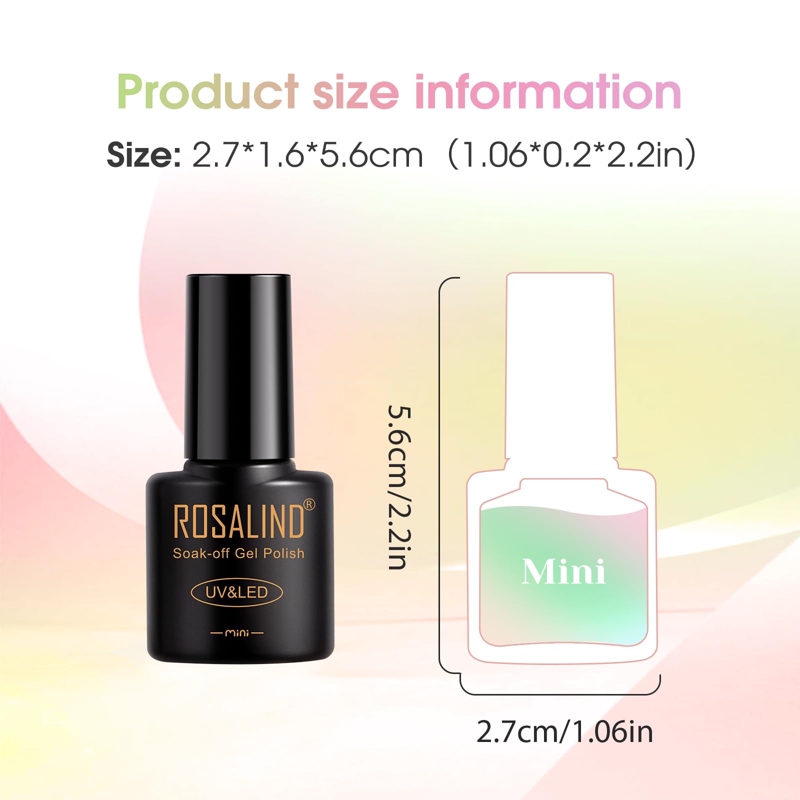 ROSALIND Vernis Semi Permanent 42PCS Pastel Blanc Jaune Vert Bleu Violet | Orange Nude Couleurs Vernis Gel Semi Permanent Pastel, Mini UV/LED Printemps D'été Vernis Semi-permanent Cadeau