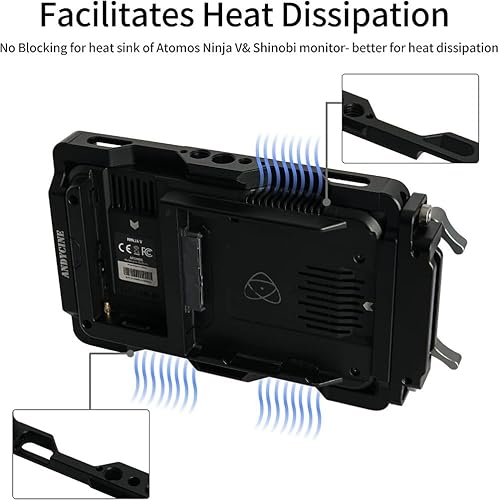Miniatura 3 de ANDYCINE Jaula de monitor para Atomos Nijna V, Shinobi con rieles NATO integrados y abrazadera para cable HDMI (para Nijna V)