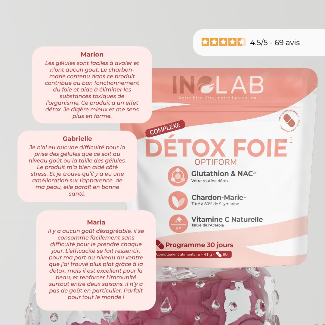 INOLAB Glutathion NAC Chardon Marie Acérola I Detox Immunité | N-acetyl-cysteine Glutathione à fermentation Naturelle I Gélule GASTRO RESISTANTE Assimilation optimisée I Détox Antioxydant