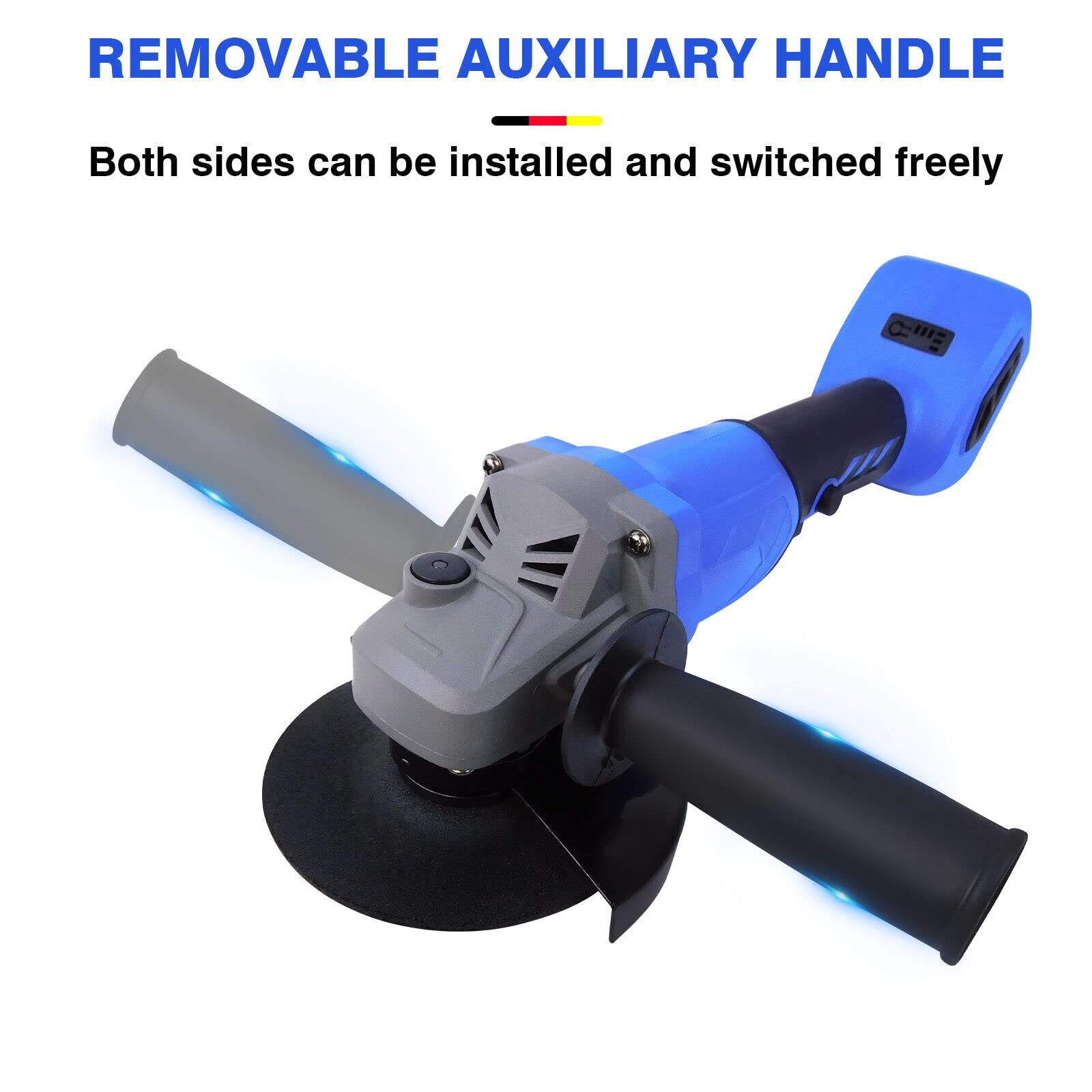 Smerigliatrice angolare a batteria 21 V, kit di smerigliatrice angolare per metallo, legno, 10000 giri/min, con protezione di sicurezza per levigatura e taglio, con batteria e caricatore