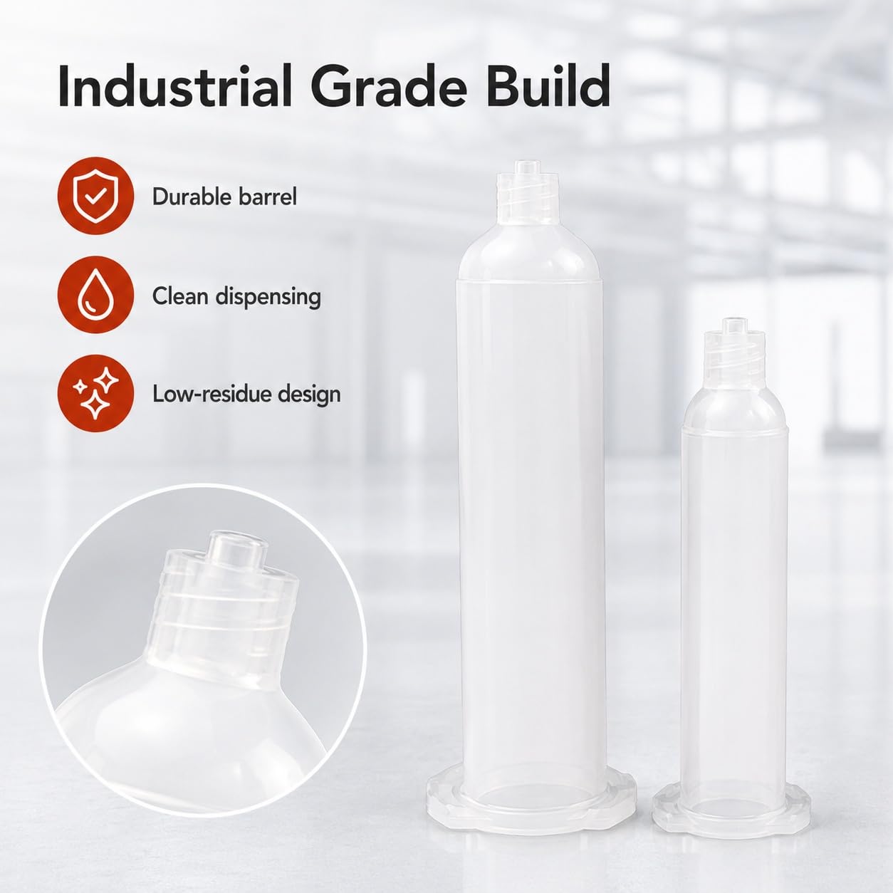VIDOO Barril Jeringa Dispensadora Graduada Cierre Luer Lock Roscado 20Uds-Transparente 50CC
