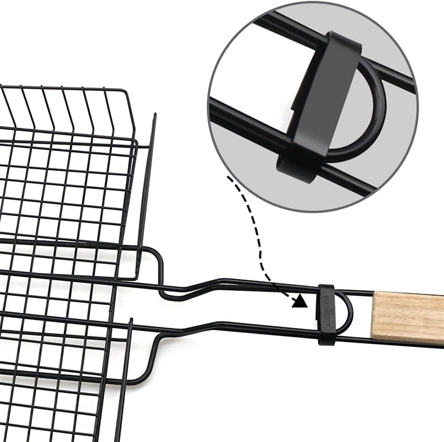 Griglie a Carbone 2 Pezzi Cestino per Rete per Pesci, Cesto per Barbecue in Ferro, griglia per Verdure, Clip per Barbecue.