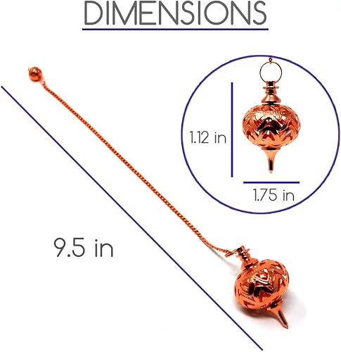 Miniatura 3 de MyDeal - Péndulo de cobre para radiestesia con cadena conductora de energía espiritual para curación corporal, chakras de equilibrio de Reiki,