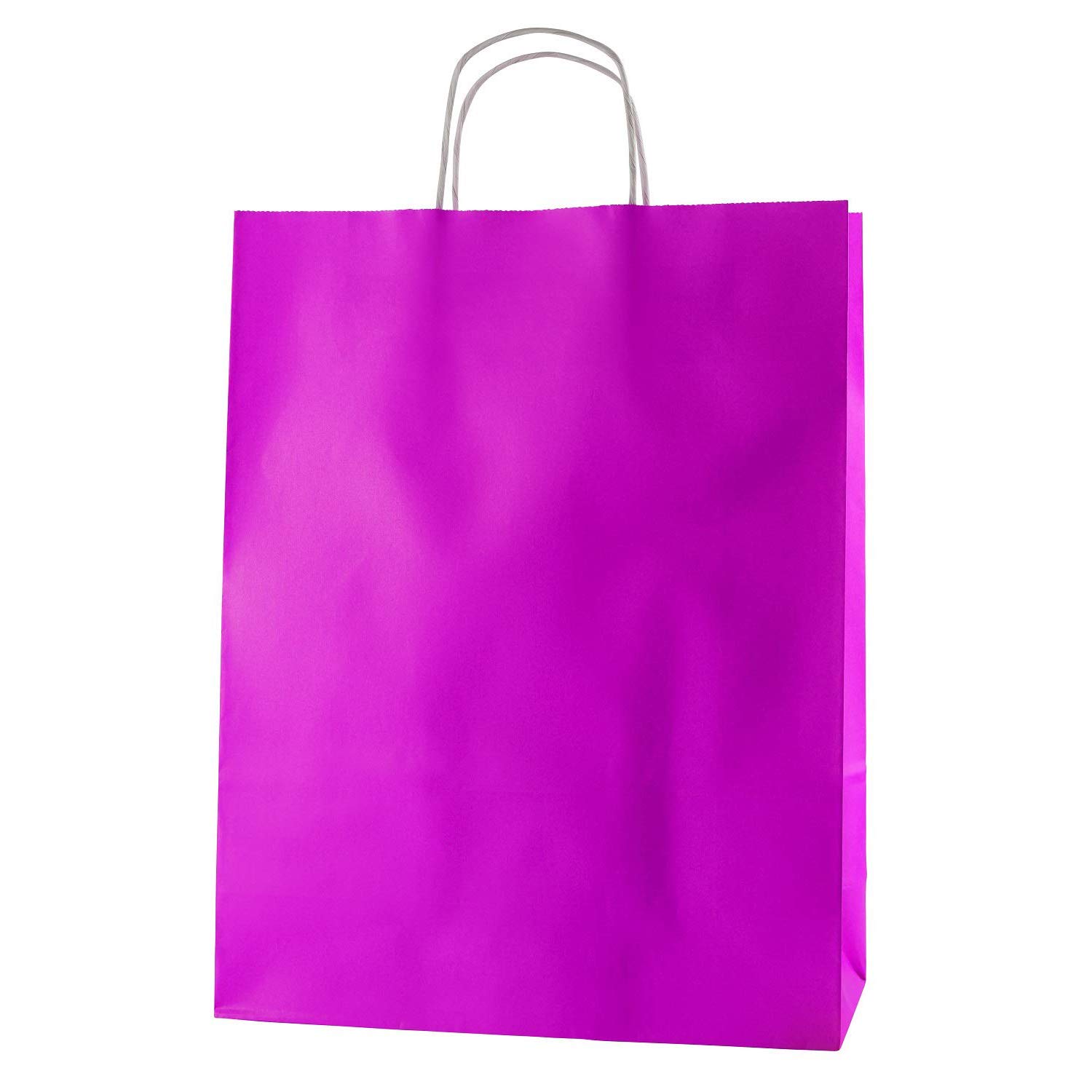 Thepaperbagstore 25 Fuchsia Large Paper Bags With Handles, 32x12x41cm, Colourful Paper Gift Bags for Adults and Kids