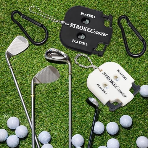 2 Stück Golf Ergebnis Zähler, Golf Scorer Zähler mit 2 Karabiner golf Ergebnis Indikator Handzähler zähler Spieler Schlagzähler mit Schlüsselkette für 2 Players Score Counters (Schwarz und Weiß)