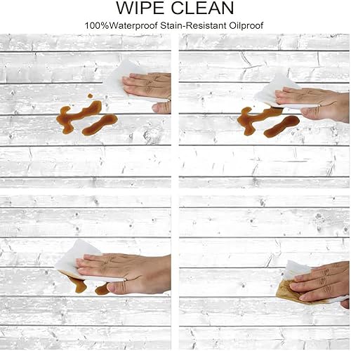 Miniatura 3 de Mantel redondo de tablones de madera, impresión de textura de tablones de madera, borde elástico, impermeable y lavable, adecuado para fiestas de