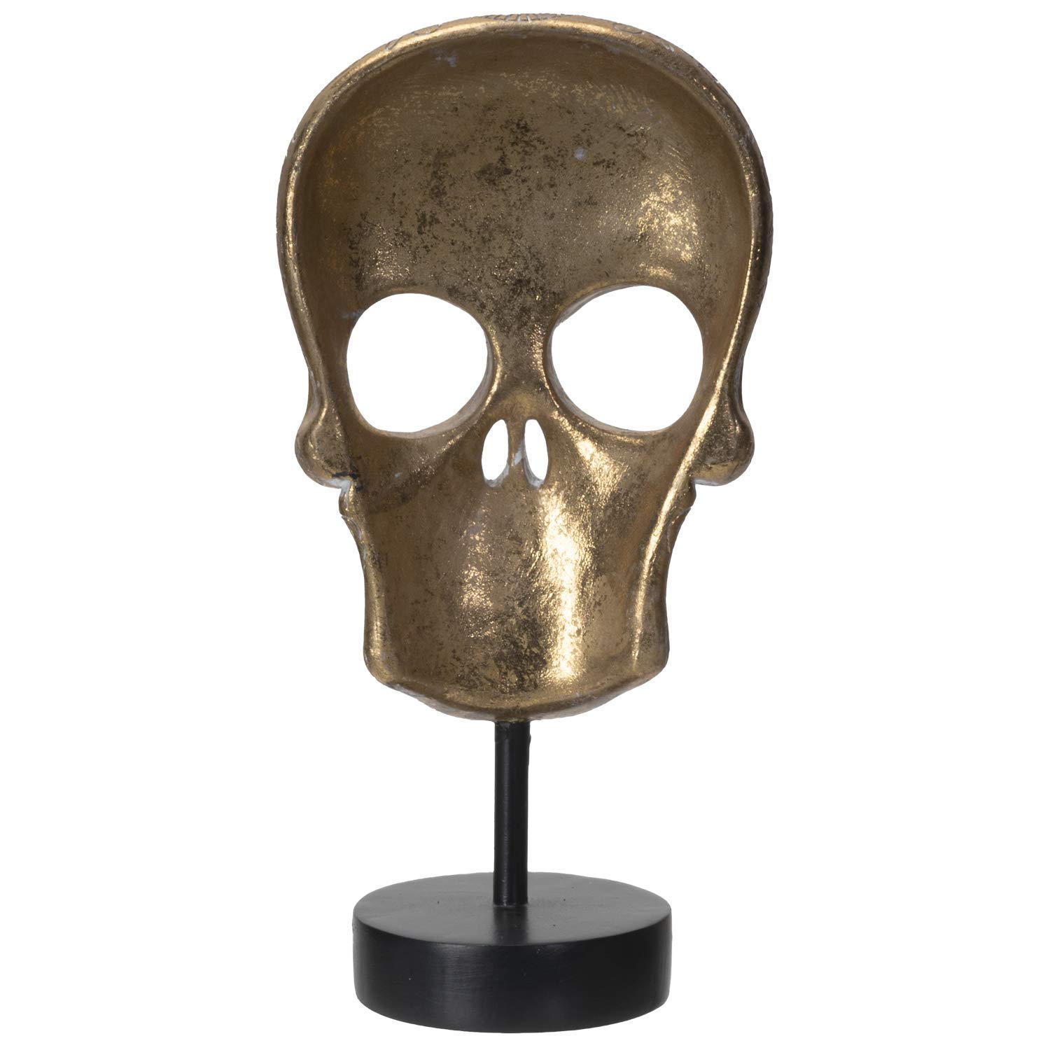 Pacific Giftware Totenkopf Maske auf Metall Ständer goldfarben | Figur Totenschädel Skull