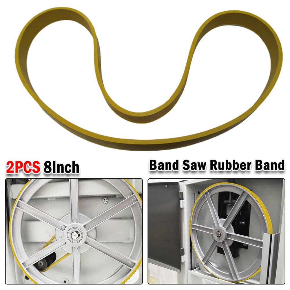 2 bandas elásticas de 20,3 cm, para carpintería, sierra de cinta, banda de goma, sierra de cinta, rueda de desplazamiento, anillo de goma, sierra de goma, repuesto para carpintería, sierras de cinta