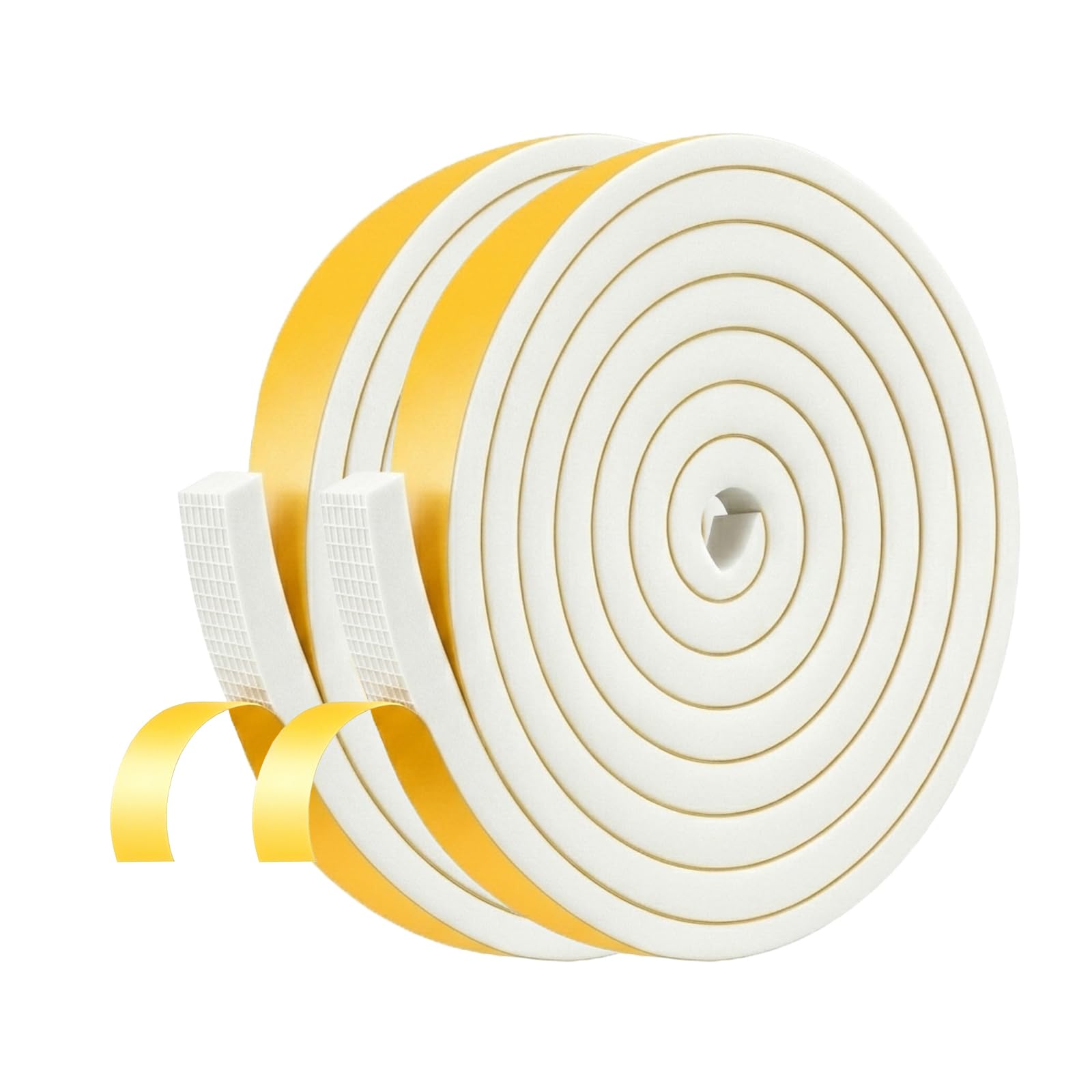 Draught Excluder for Doors,Draft Excluder for Windows,High Density CR,Strong Adhesive,Soundproof,Foam Tape for Door,Window(White,12mm x 12mm x 4M)