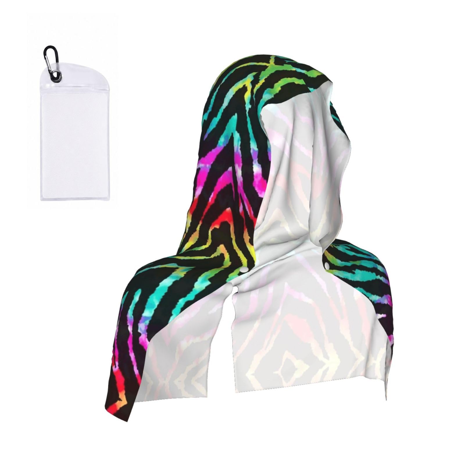 EZDLOWVBA Colorful Rainbow Zebra Print 2 Pack Cooling Hoodie Towels,Sports Headscarf, Neck Wrap Scarf,Breathable Cooling Towel For Neck And Face, Travel, Swimming, Training