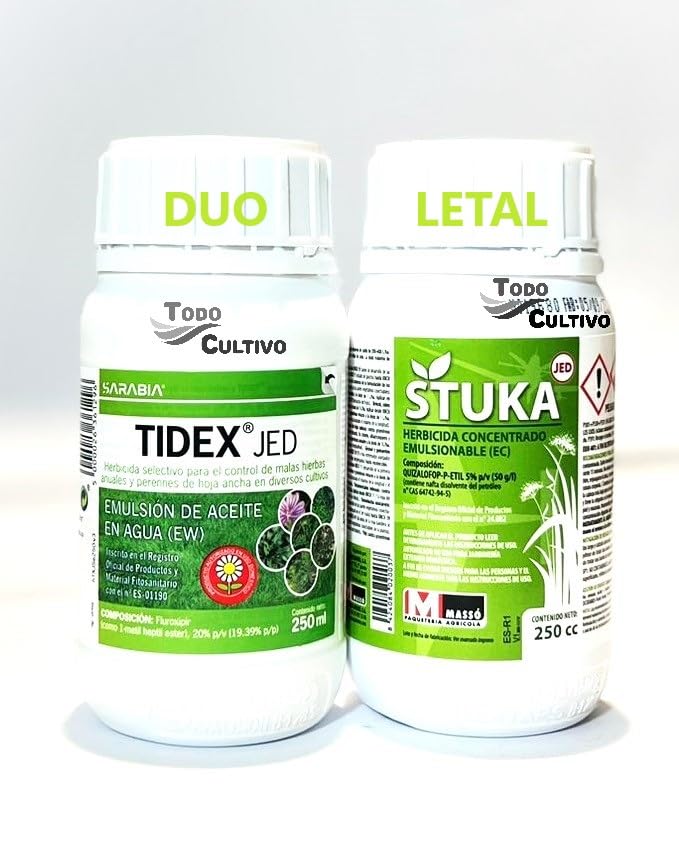Herbicida total 500 ml(250+250ml) PACK DUO LETAL. Preparacion de 50 litros de liquido fumigable.