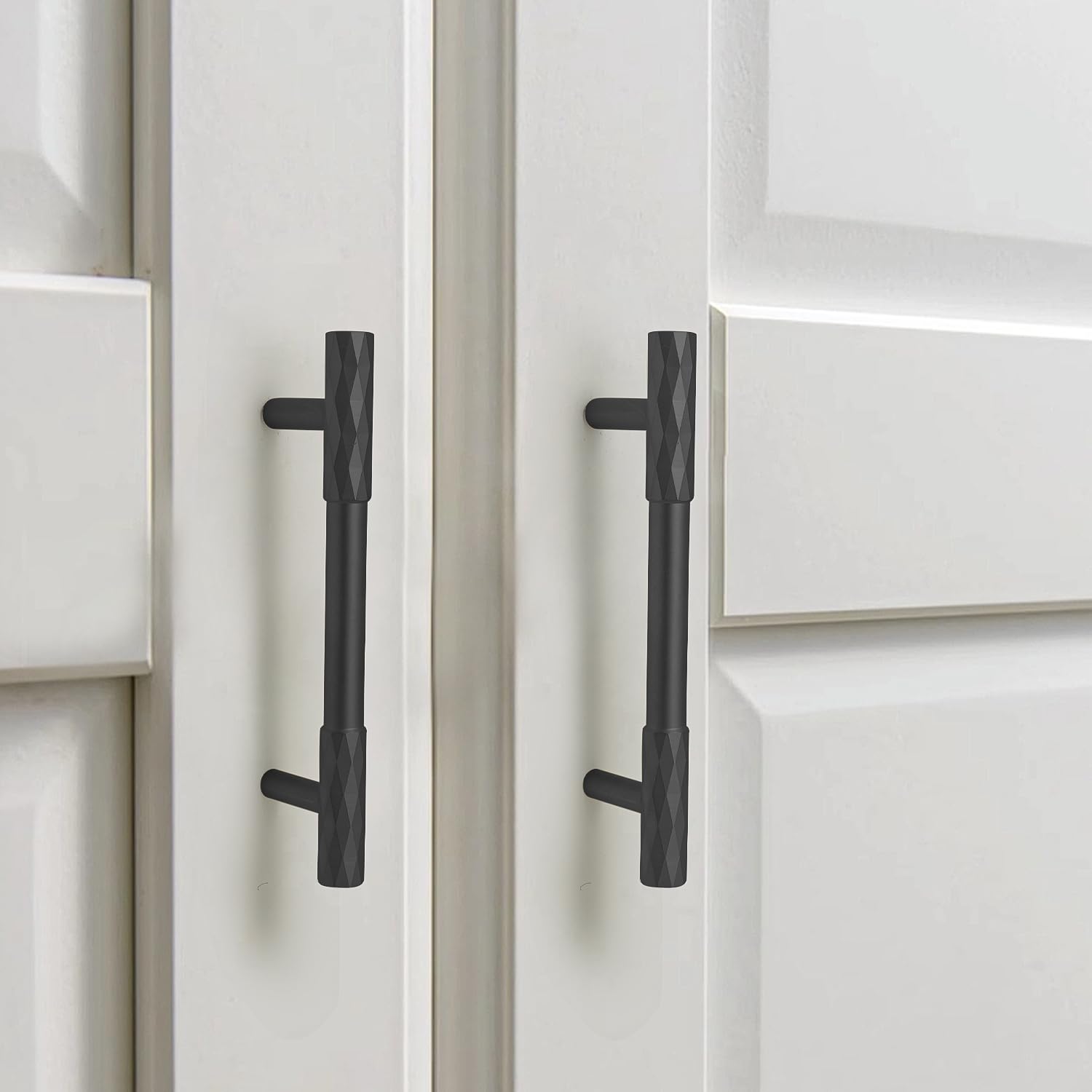 Doroom 8 Stück 14,7 cm massive Stangengriffe Schubladengriffe Schrank Küche Möbel Kleiderschrank Kommode Ziehen Heavy Duty Hardware, Mattschwarz, M