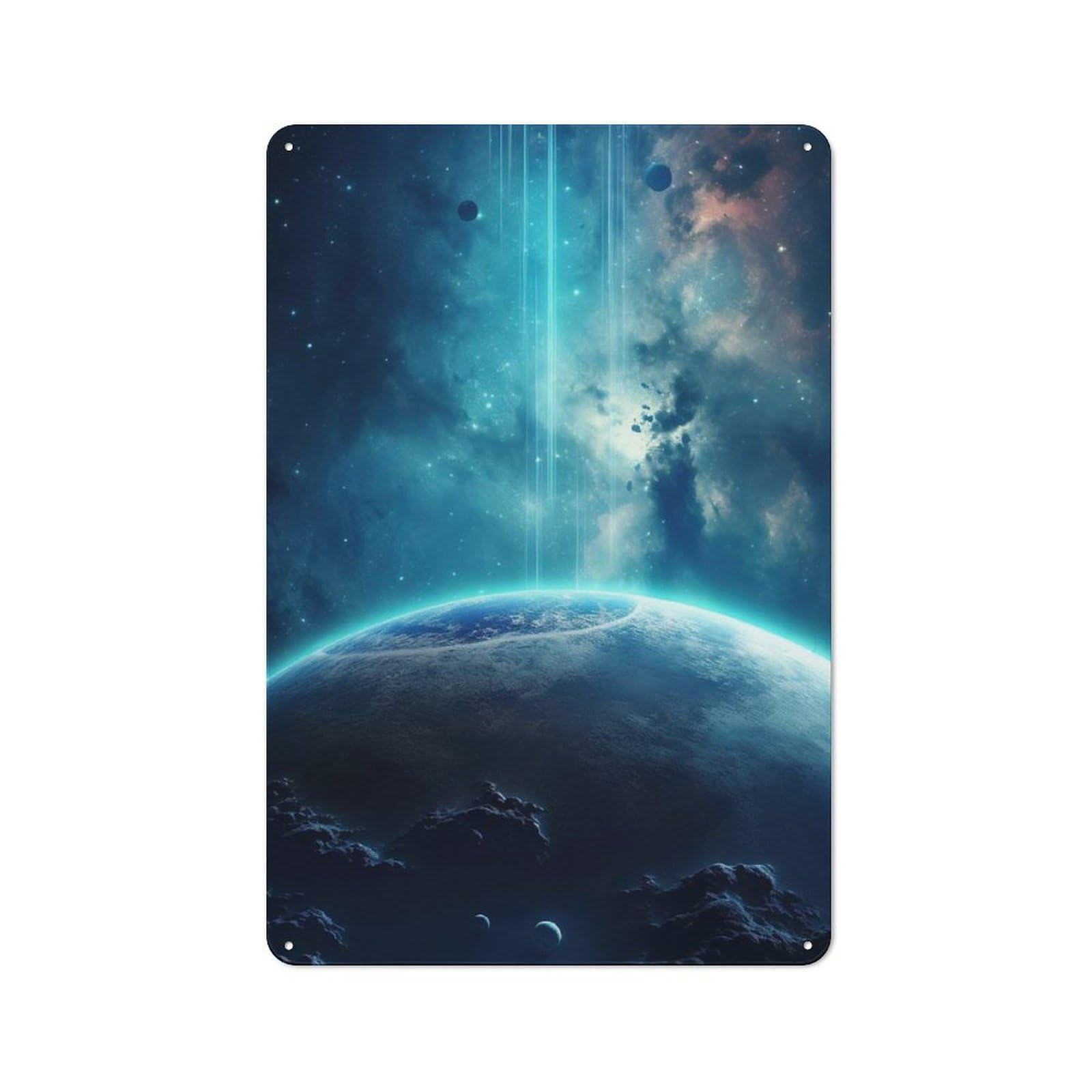 Tin Wall Plaque 30x20cm with Cosmis Starfall for Workshop Wall, Housewarming Wall Decor for People Furnishing Workshop