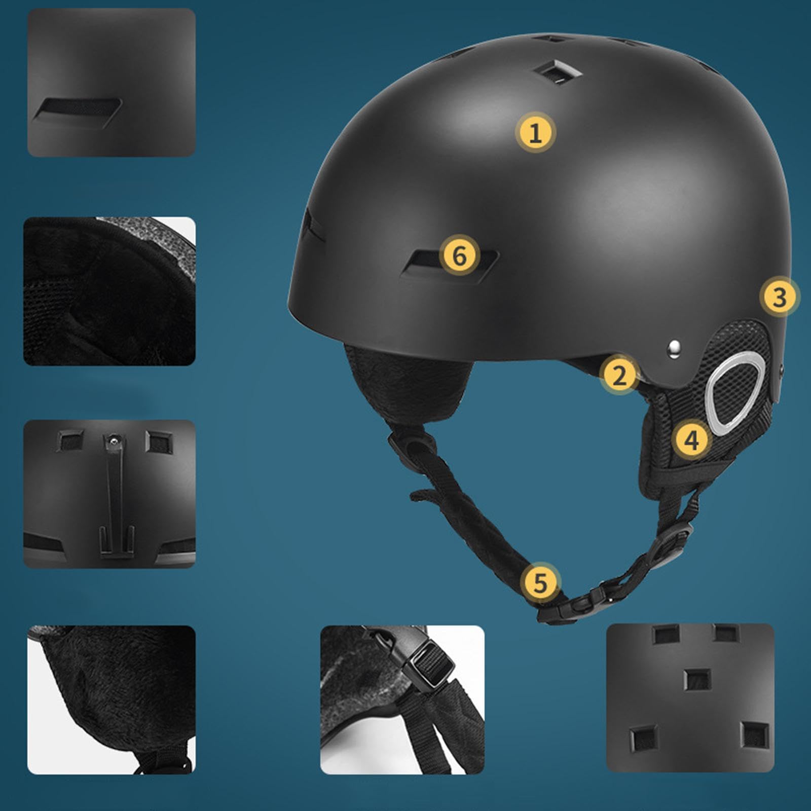 Kask narciarski męski damski kask snowboardowy do jazdy na deskorolce wspinaczka skałkowa jazda na rowerze czarny M