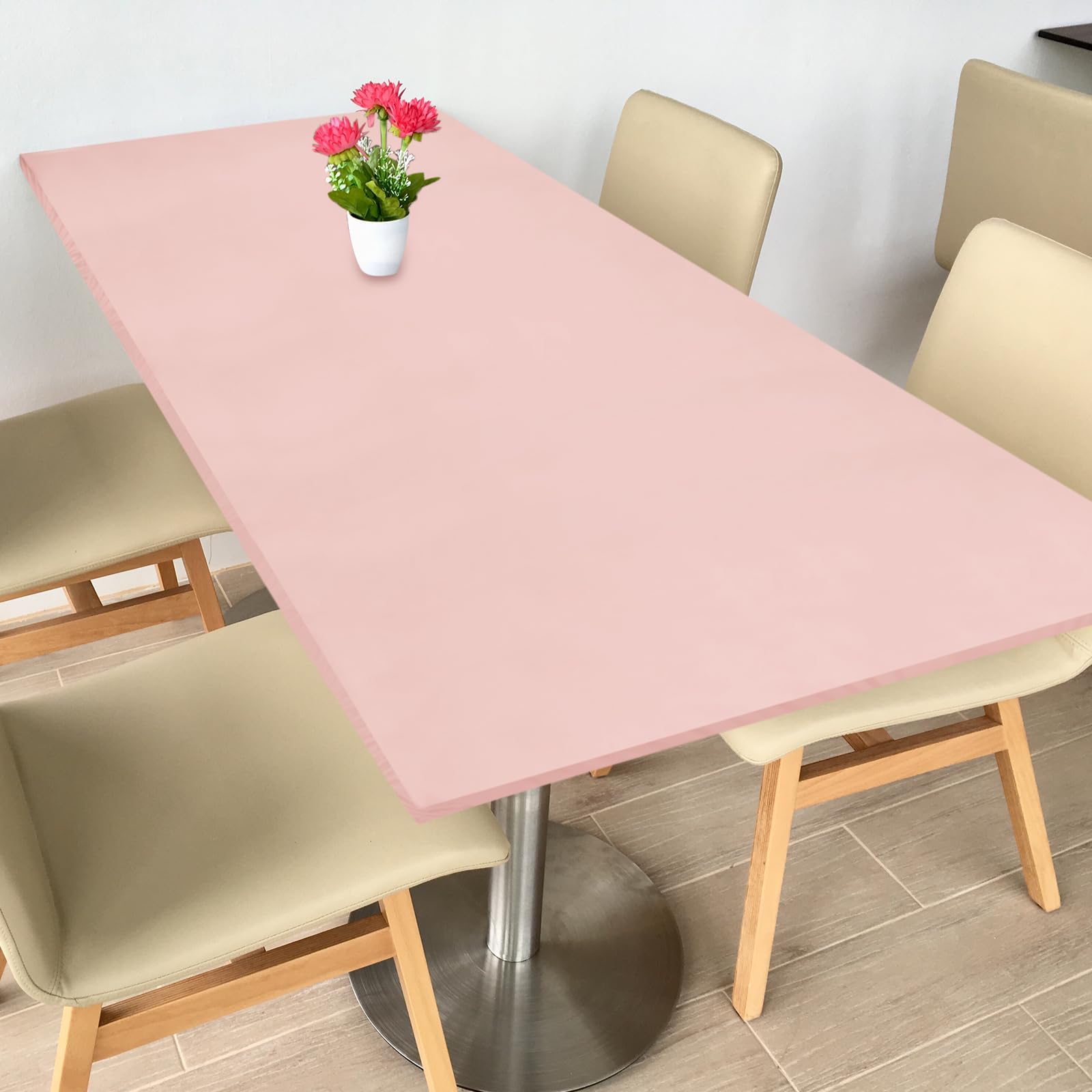 Nappe rectangulaire de 2,4 m rose avec élastique pour pique-nique en famille et repas sur la terrasse