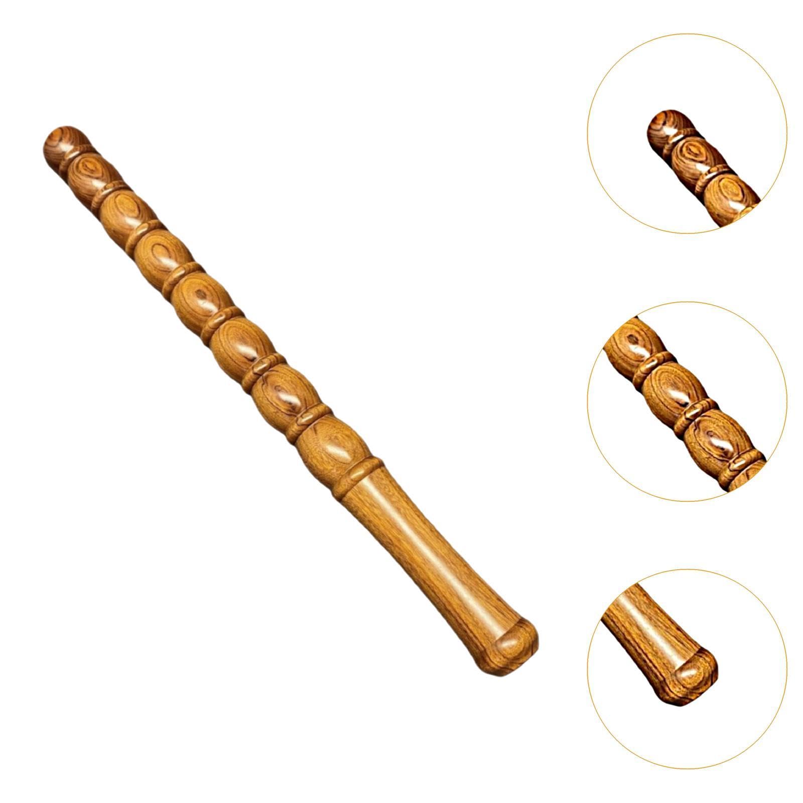Rodillo masaje muscular madera con mango ergonómico manual, herramienta masaje portátil para la espalda, brazos y muñeca, 65cm