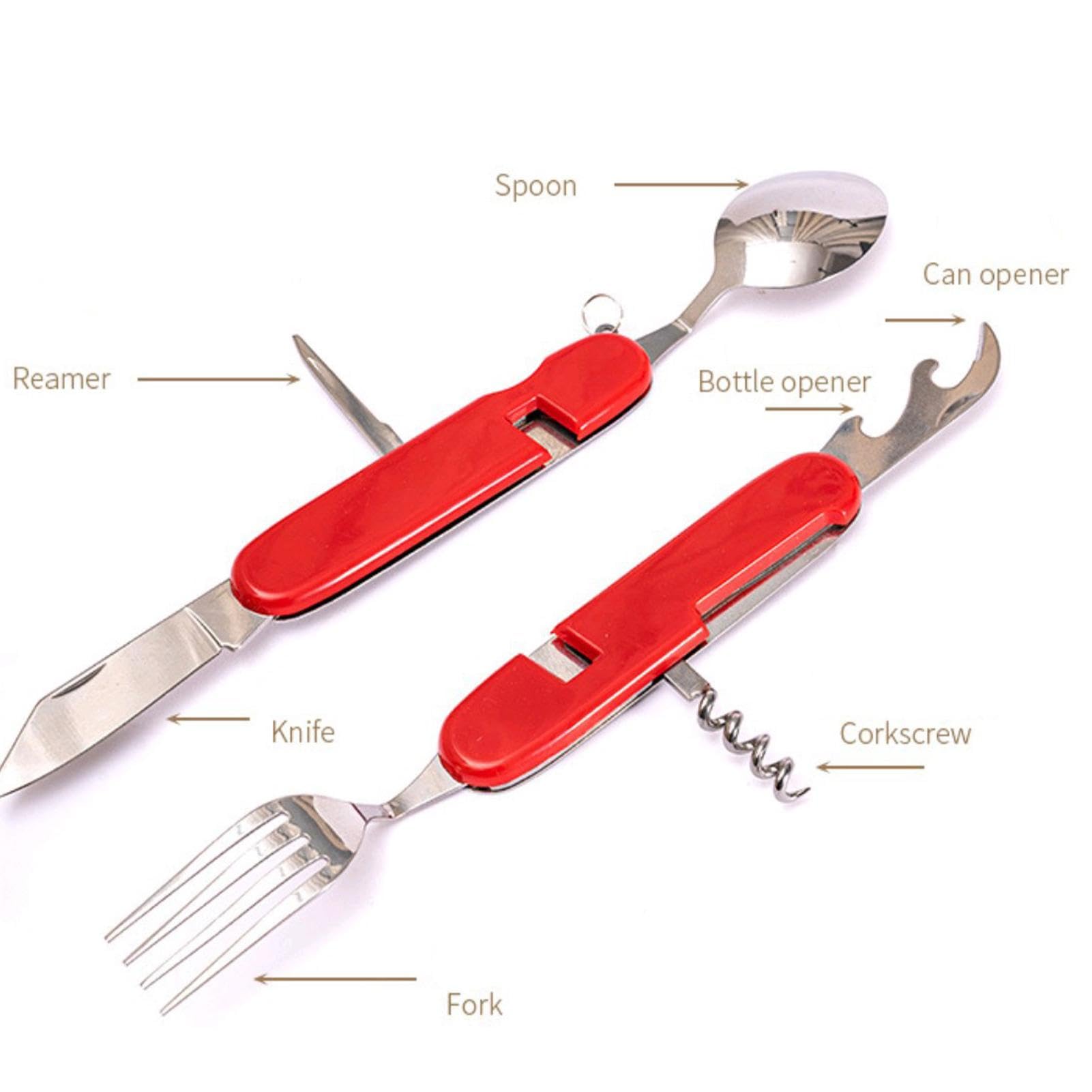 Camping-Utensilien-Set,Camping-Utensilien-Set - 6-in-1 faltbares tragbares | Besteckset - Abnehmbares Mehrzweck-Campingbesteck mit Flaschenöffner für Picknick-, Wander- und Angelbegeisterte