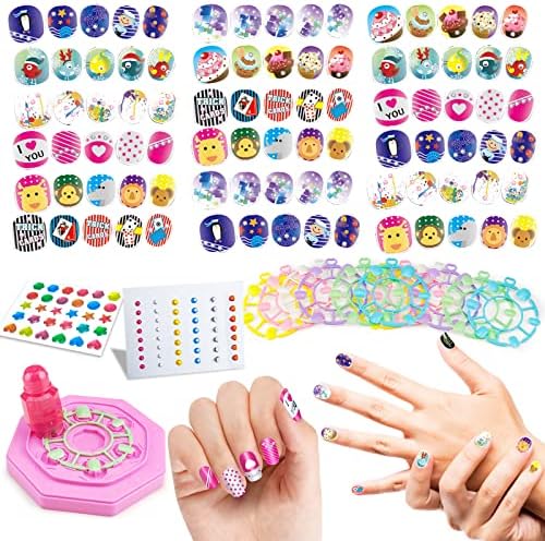 Nail Art Kit for Girls | Gifts for 6 7 8-12 Year Old Girls, Nail Design Kit with Art Fake Nails & Nail Stickers & Makeup Craft Kits for Girls Kids - Nail Art Activity Set