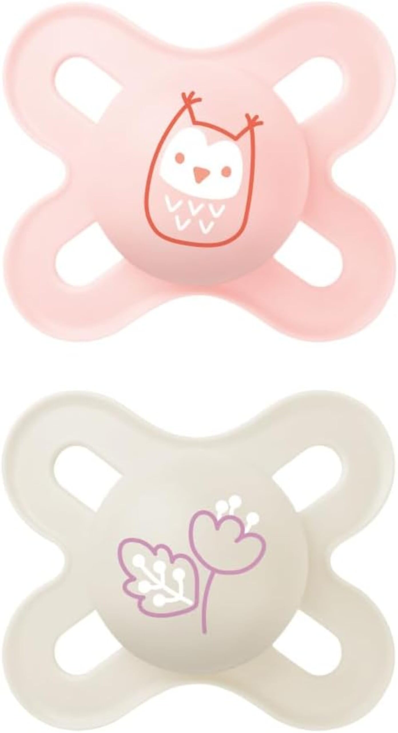 MAM Original Start Succhietto 0-2 Mesi (Set da 2), Ciuccio MAM 0-2 mesi con tettarella ortodontica in silicone, Kit da 2 accessori neonato con porta ciuccio sterilizzatore, Rosa/Neutro