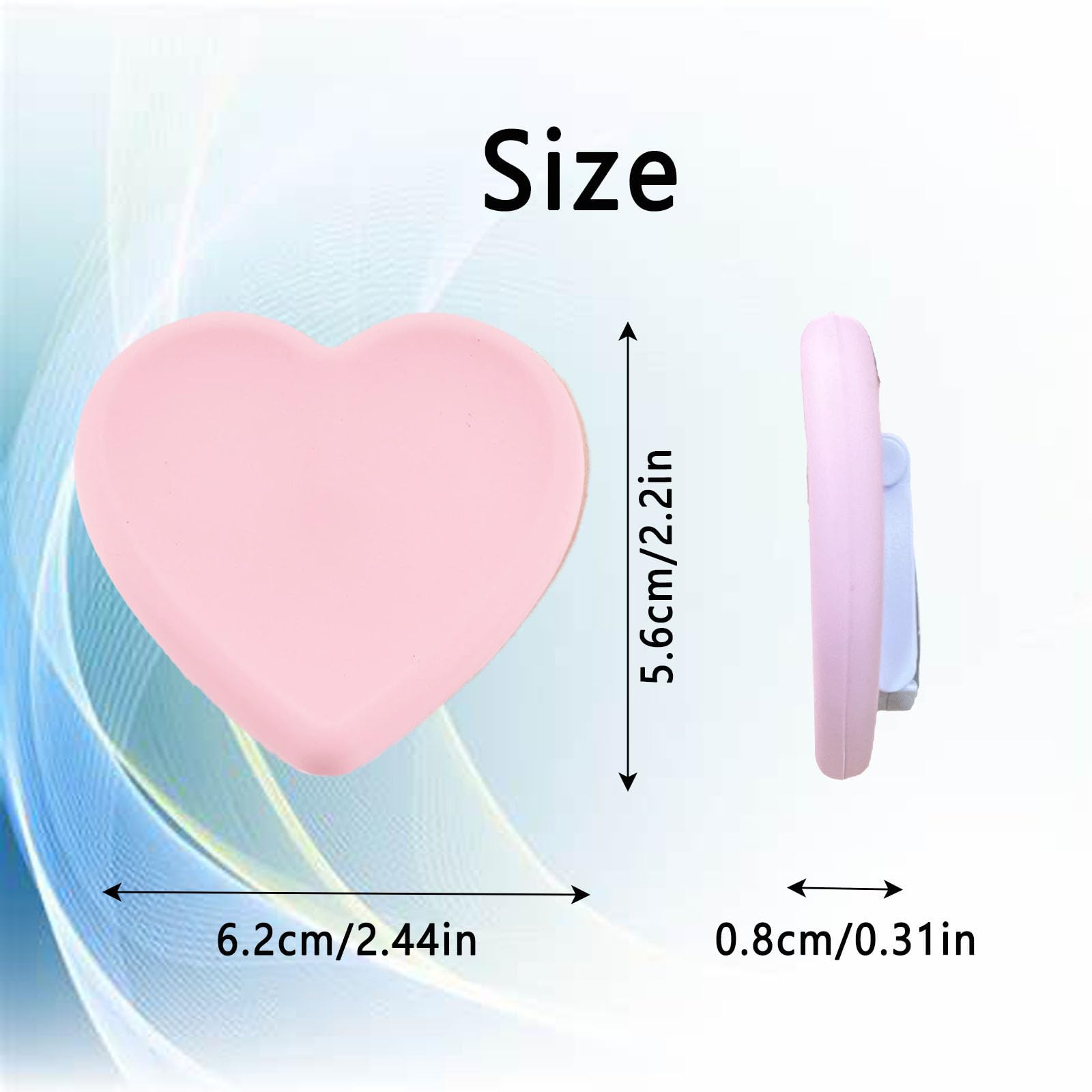 2PCS Heart-Shaped Silicone Mobile Phone Grip Stand, Collapsible Cellphone Finger Grip Holder for Smartphone Tablet Cell Phone Accessory Compatible phone case (Pink) — view 2