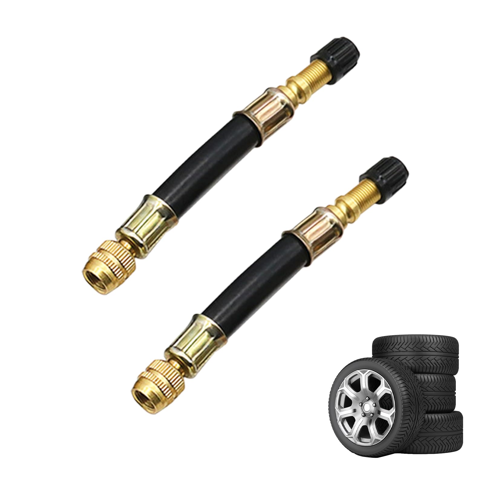 2 Stk Ventilverlängerung Autoventil Verlängerung,Reifenventilverlängerung 100mm,Flexible Tire Valve Extenders,Reifenventil Verlängerung Adapter,Gummi Reifen Ventilverlängerung für Auto Scooter Fahrrad